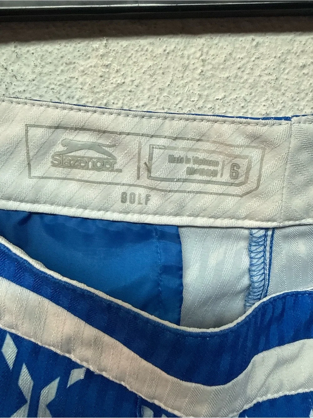 Slazenger Blue and White Diamond-Print Athletic Shorts
